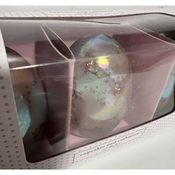 Cupcakes and Cashmere Easter Seasonal Decor 3 Blue Gold Iridescent‎ Glass Eggs - Picture 5 of 5